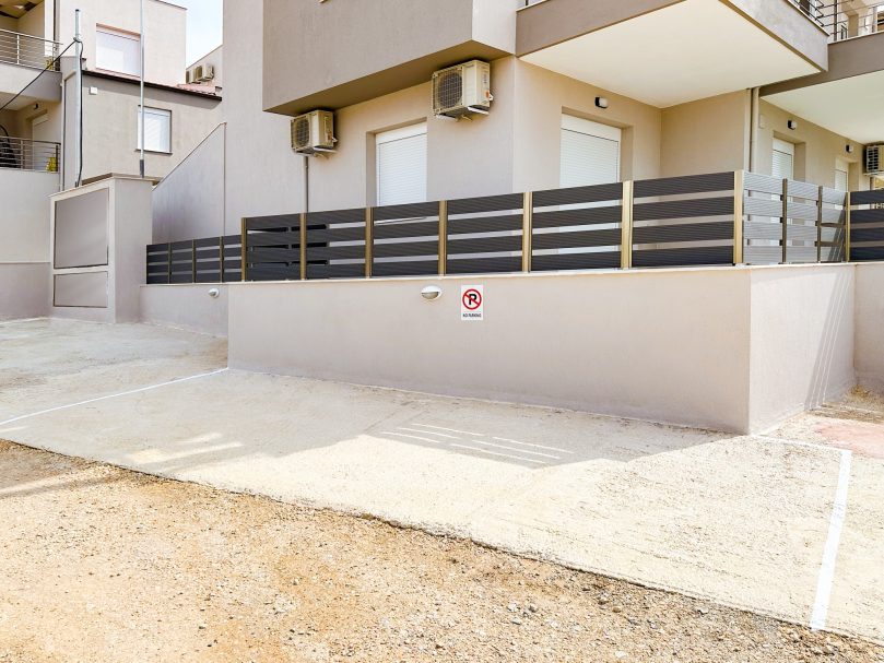 The Parking Parking area at Thálassa Blu Family Maisonette in Nikiti Chalkidiki Greece private and convenient guest parking space near holiday accommoda