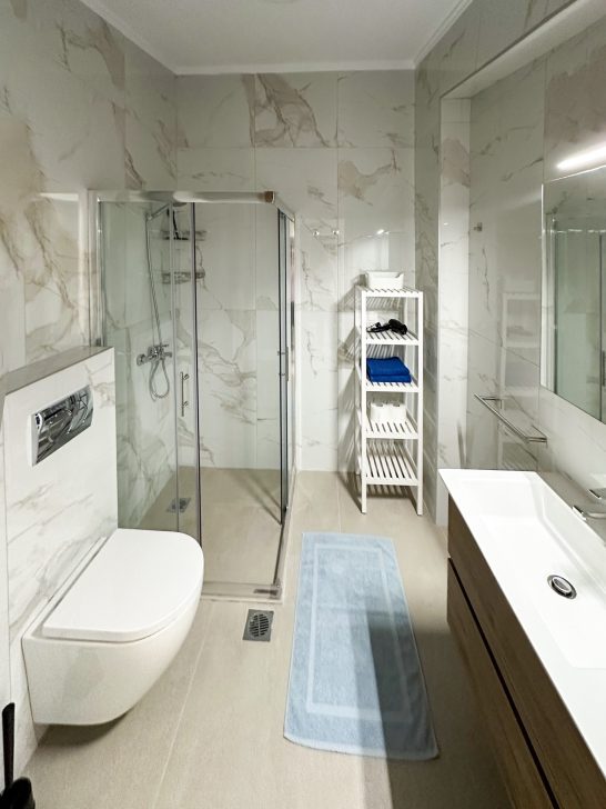 Second Floor Bathroom Bathroom at Thálassa Blu Family Maisonette in Nikiti Chalkidiki Greece modern clean and fully equipped holiday accommodation bathroom